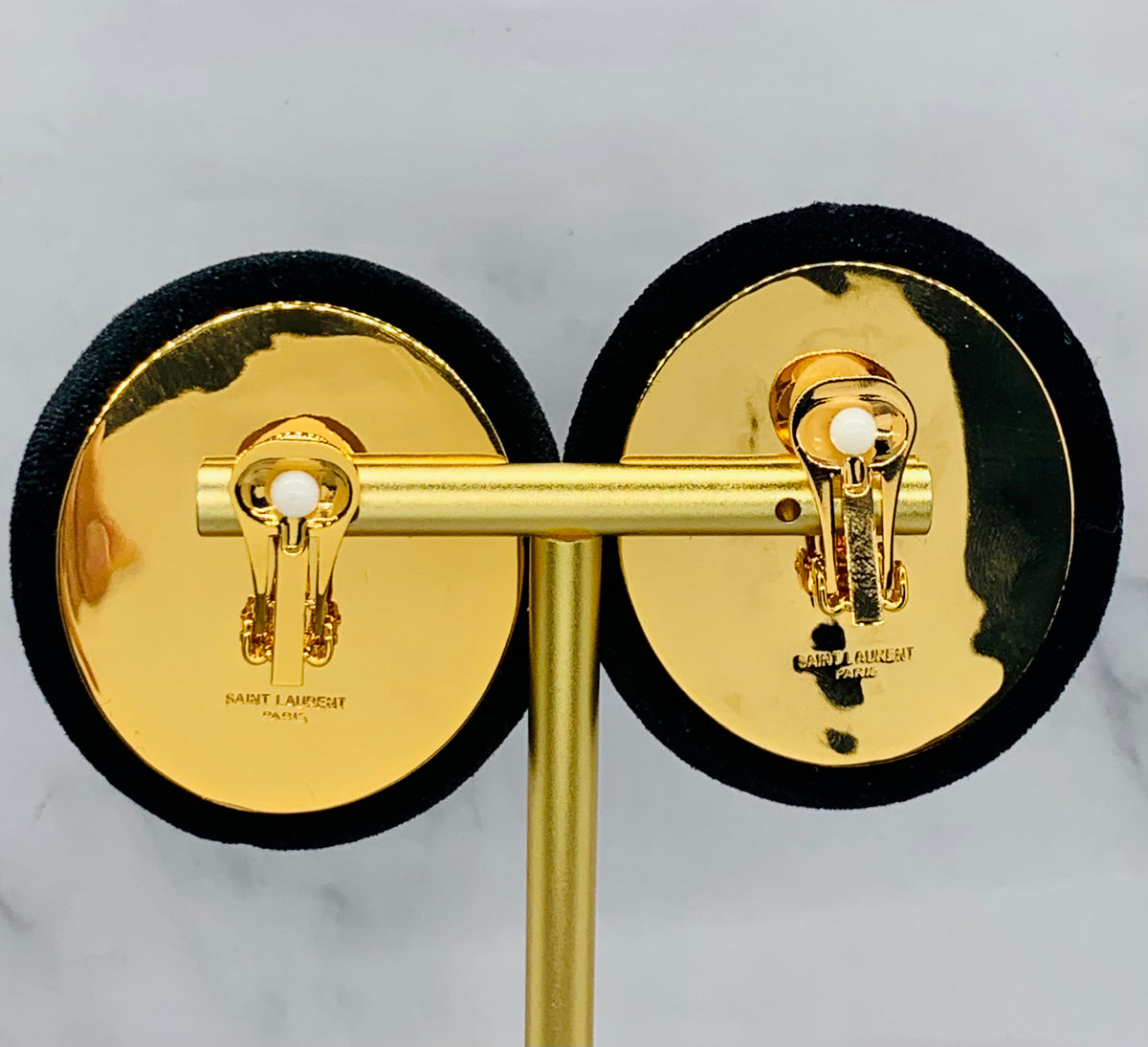 YSL YVES SAINT LAURENT Black Velvet Clip On Earrings - Pre owned