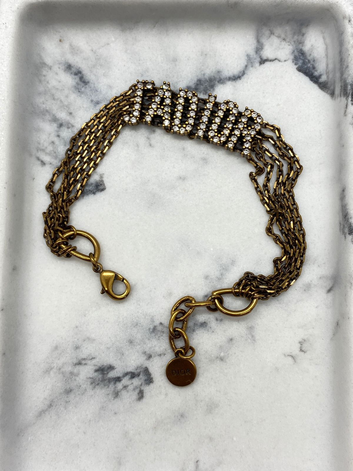 CHRISTIAN DIOR J'Adior Rhinestone Chain Bracelet - Pre owned
