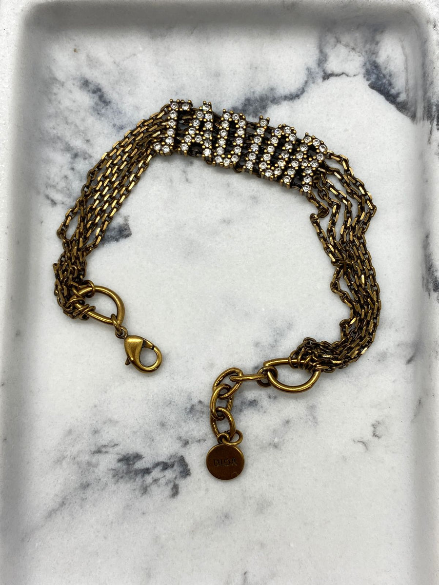 CHRISTIAN DIOR J'Adior Rhinestone Chain Bracelet - Pre owned