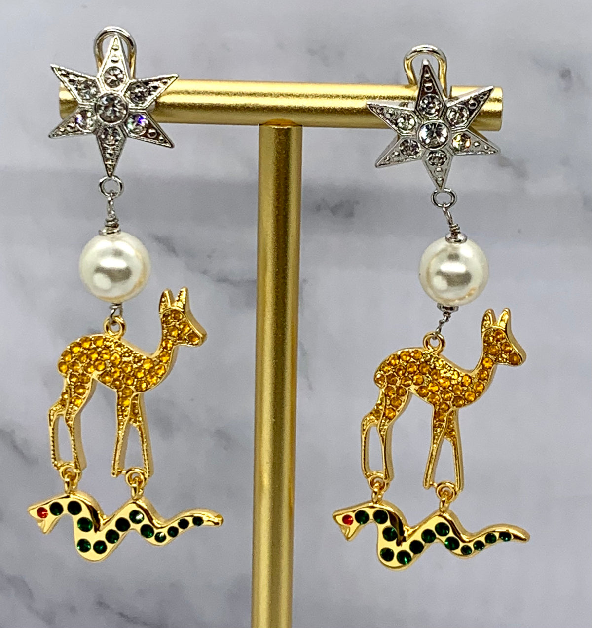 MIU MIU Rhinestone Pendant Earrings - Pre owned
