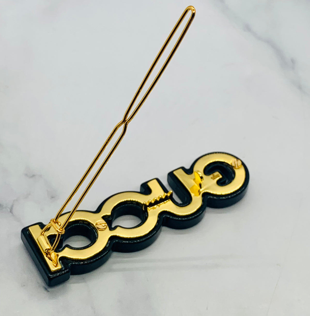 GUCCI Rhinestone Acrylic Hair Clip Barrette - Pre owned