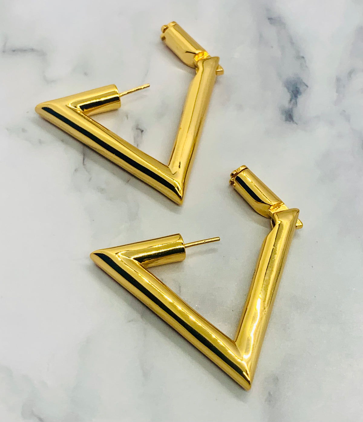 VALENTINO V Gold Tone Hoop Earrings - Pre owned