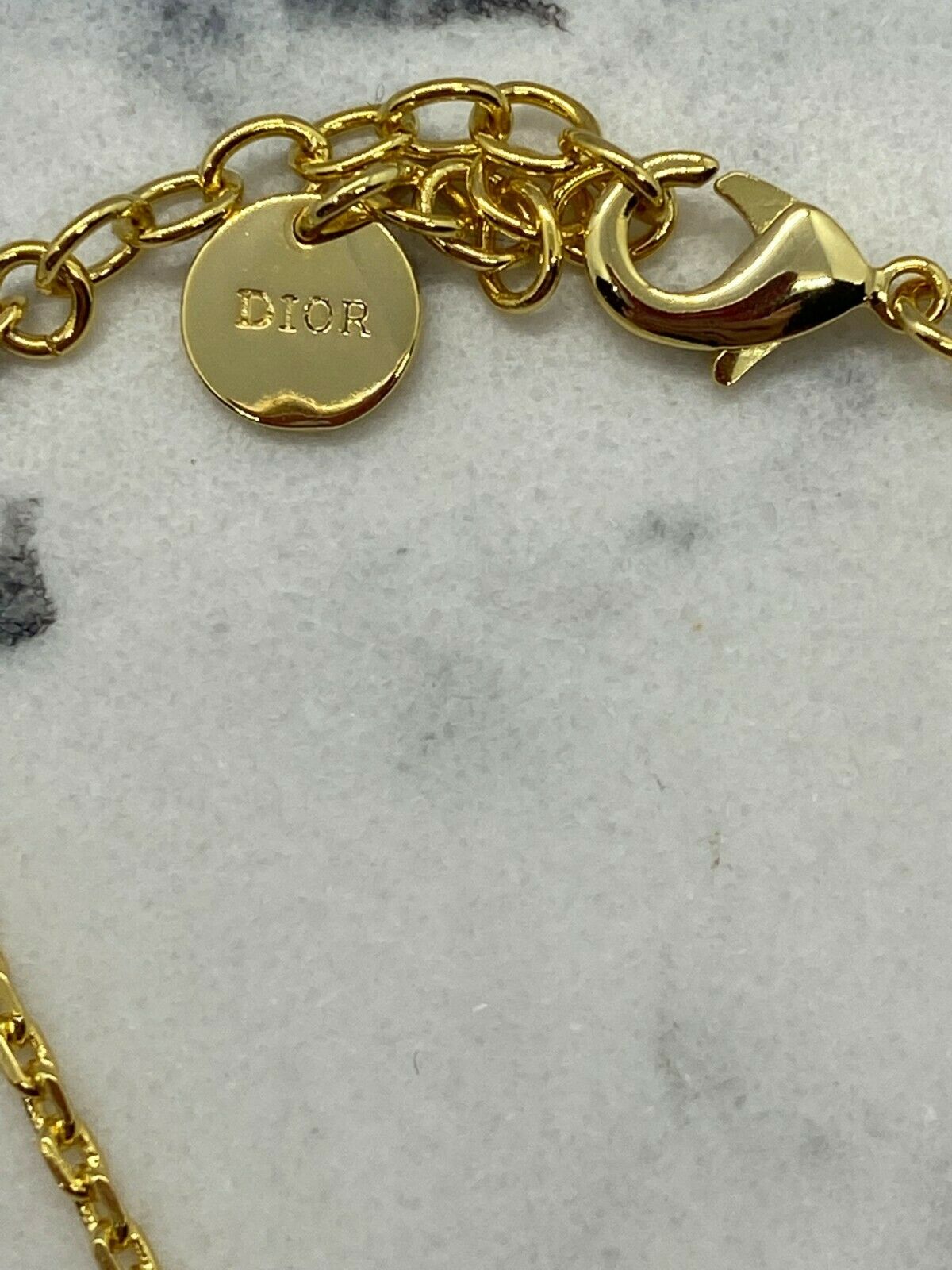 CHRISTIAN DIOR CD Gold Tone Spike Chain Bracelet - USED