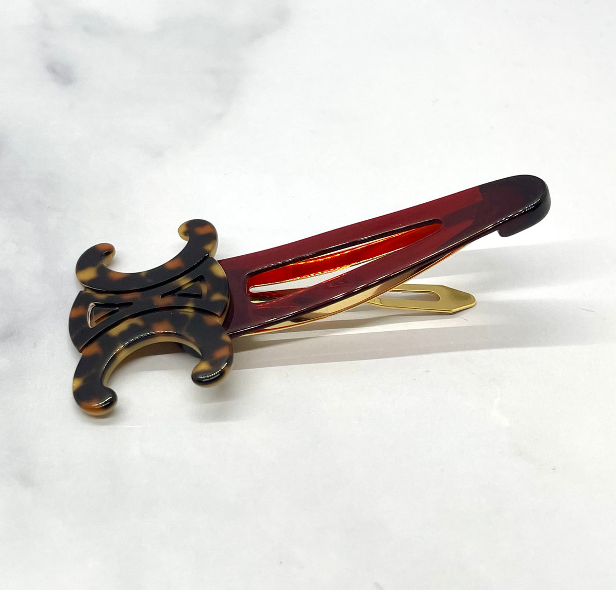 CELINE Tortoise Hair Clip Barrette - Pre owned