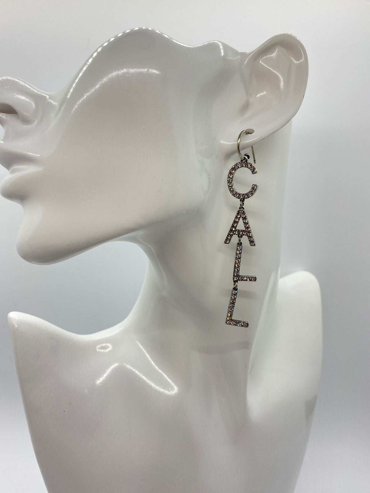YSL YVES SAINT LAURENT Call Me Rhinestone Pendant Earrings - Pre owned