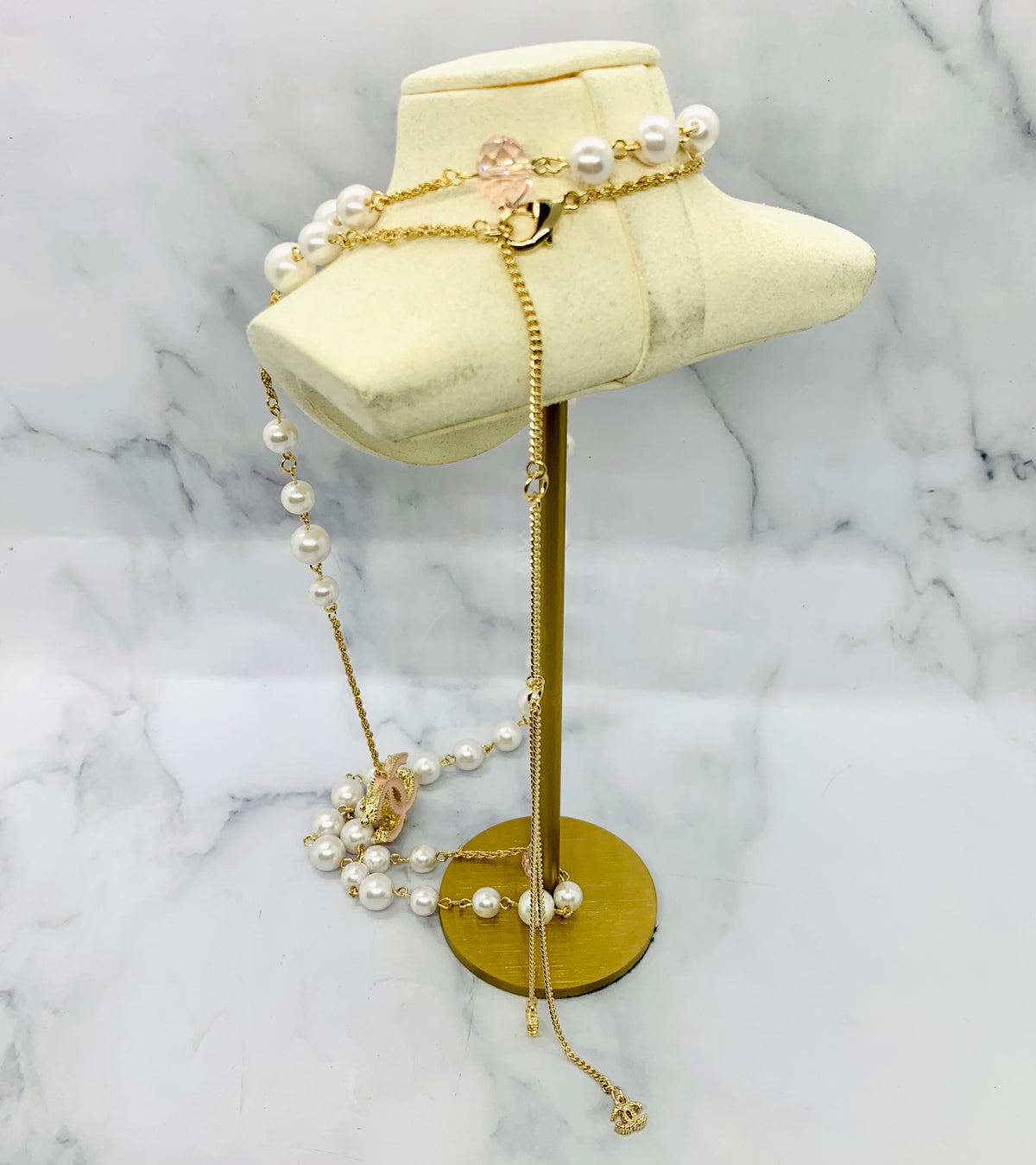 CHANEL CC Pearl Layer Statement Necklace - USED