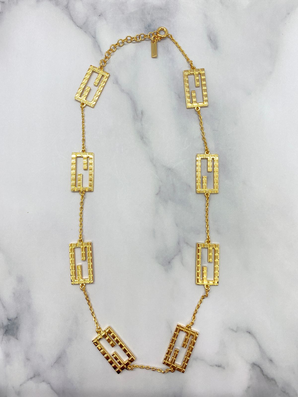FENDI FF Gold Tone Baguette Necklace - Pre owned
