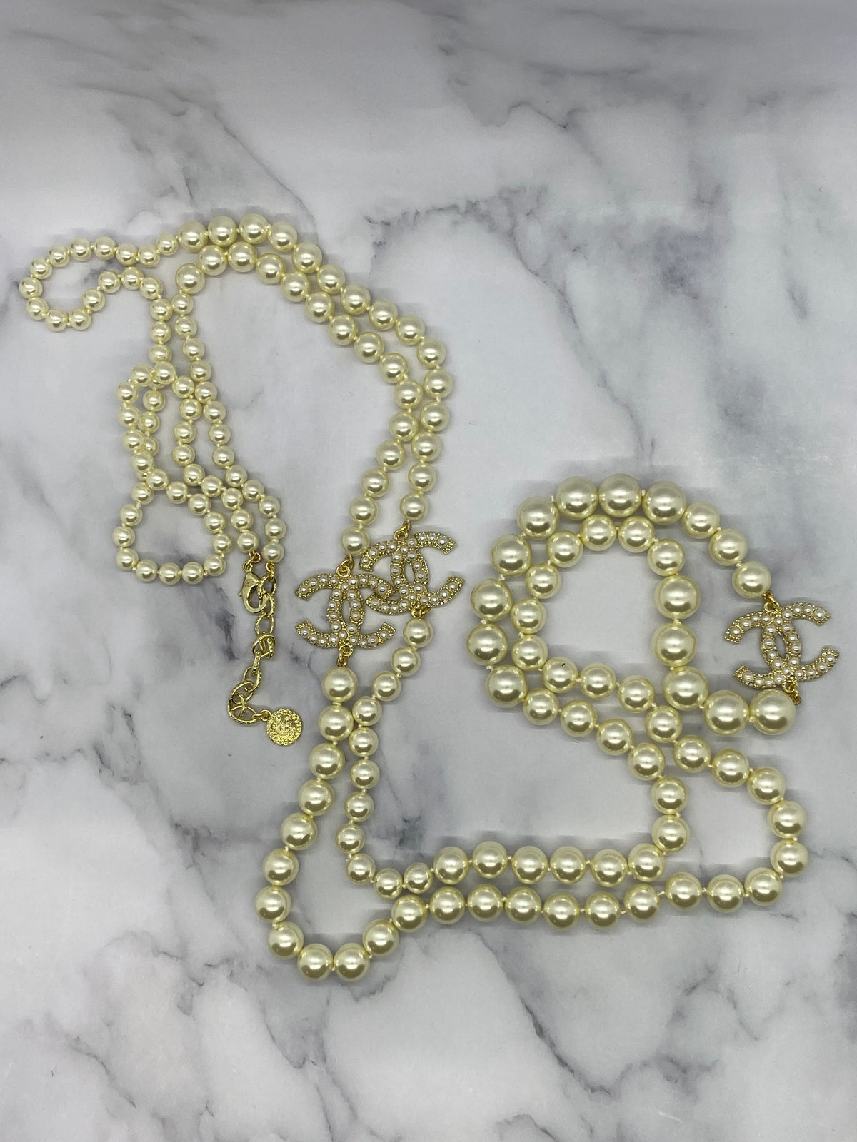 CHANEL CC Pearl Long Wrap Necklace - Pre owned