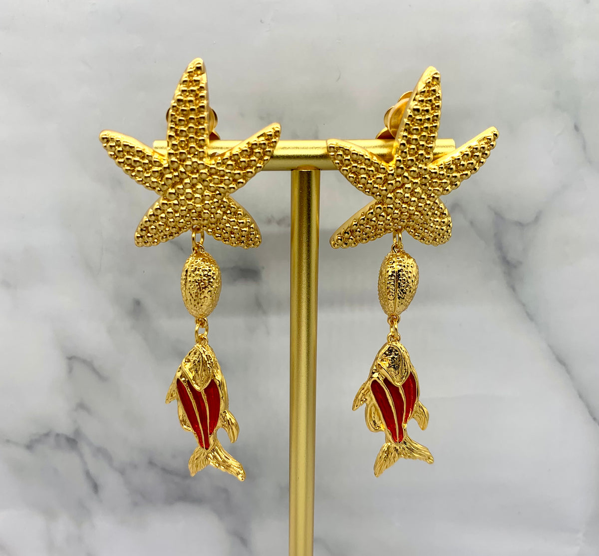 YSL YVES SAINT LAURENT Star Fish Pendant Earrings - Pre owned