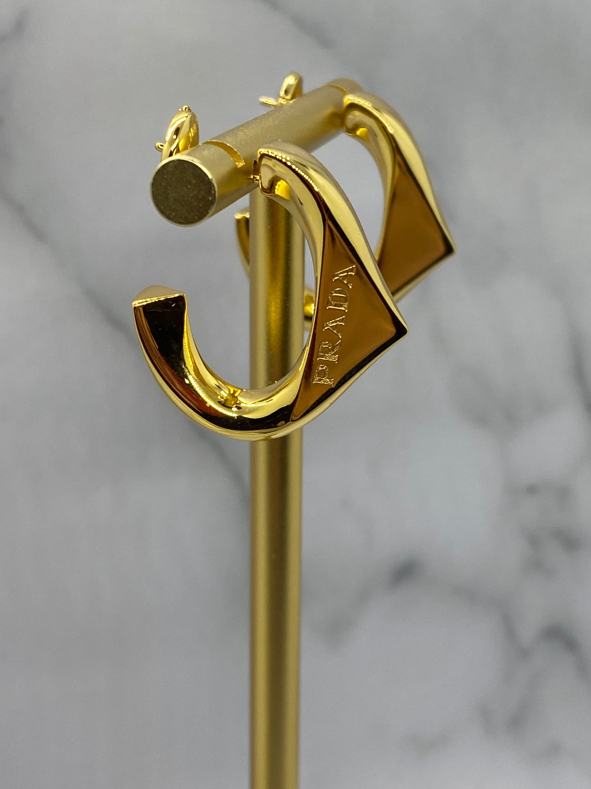 PRADA Gold Tone Loop Earrings - Pre owned