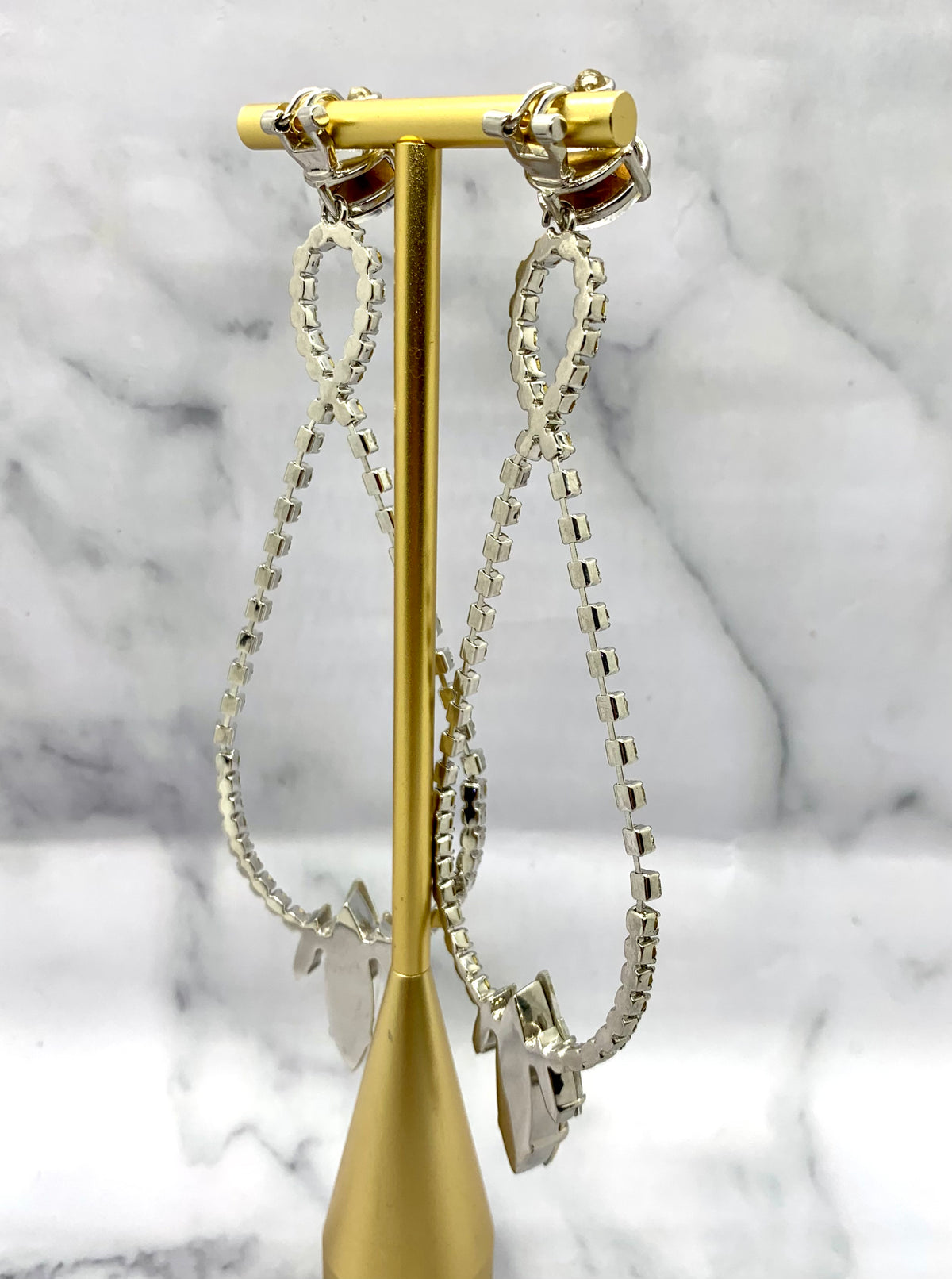 MIU MIU Giant Statement Clip On Rhinestone Earrings - Pre owned