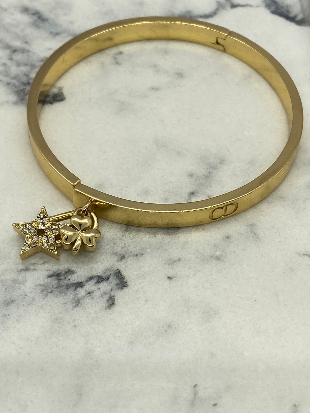 CHRISTIAN DIOR CD Gold Tone Charm Bracelet - Pre owned