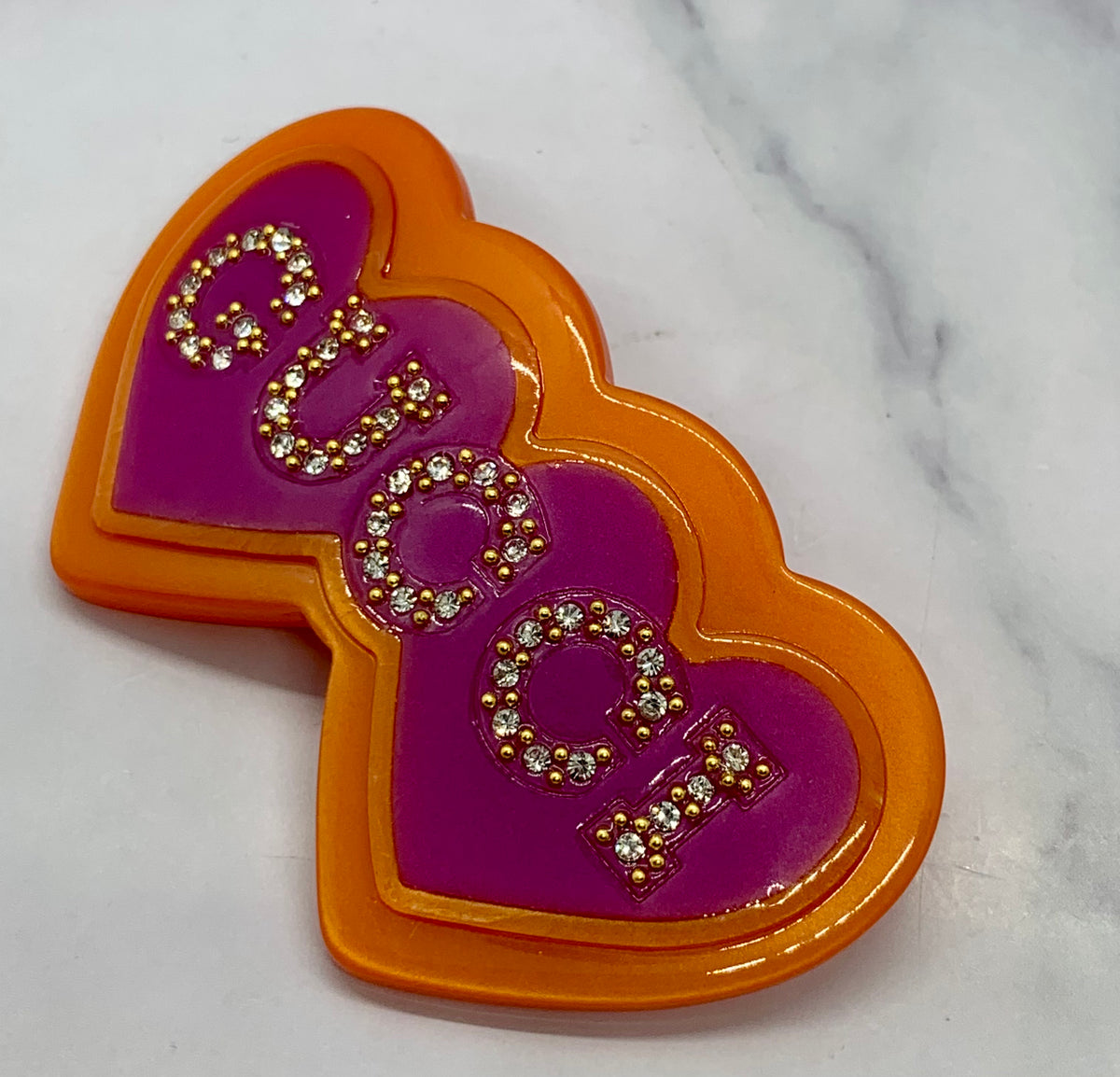 GUCCI Hearts Rhinestone Hair Clip Barrette - Pre owned