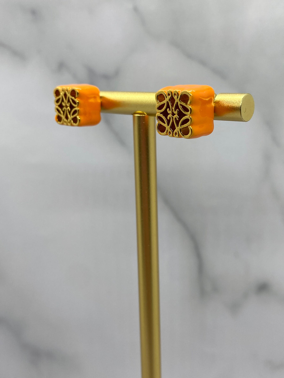LOEWE Orange Monogram Earrings - Pre owned