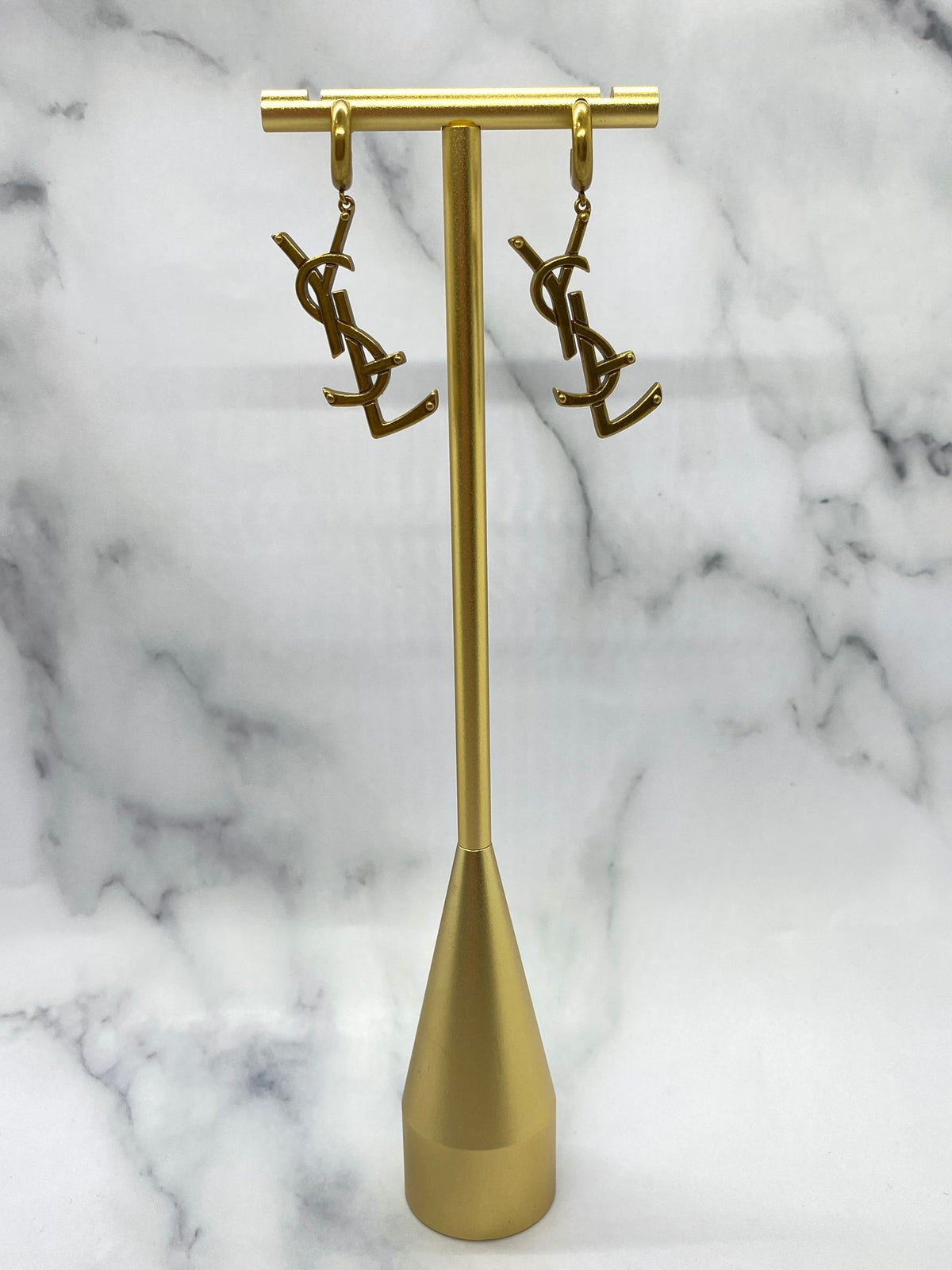 YSL YVES SAINT LAURENT Brass Pendant Earrings - Pre owned