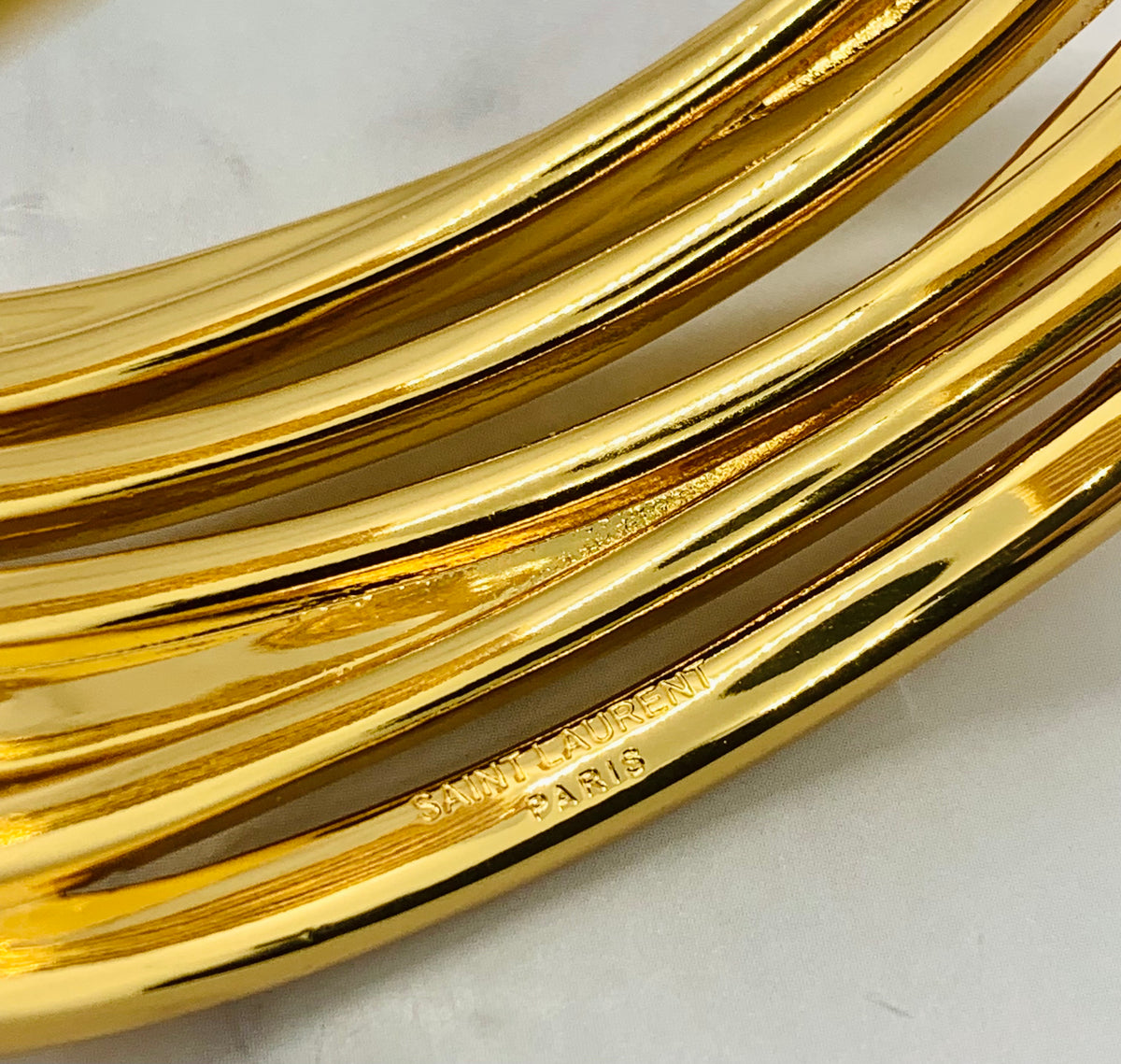 YSL YVES SAINT LAURENT Gold Tone Cuff Bracelet - Pre owned
