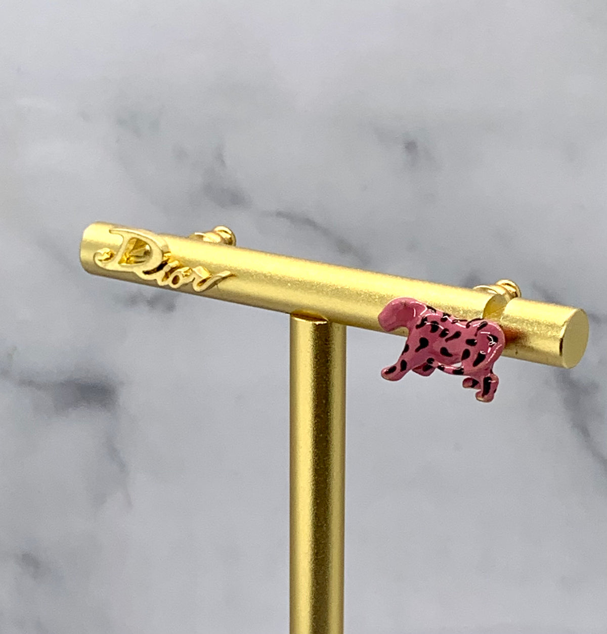 CHRISTIAN DIOR Asymmetric Pink Tiger Earrings - Pre owned