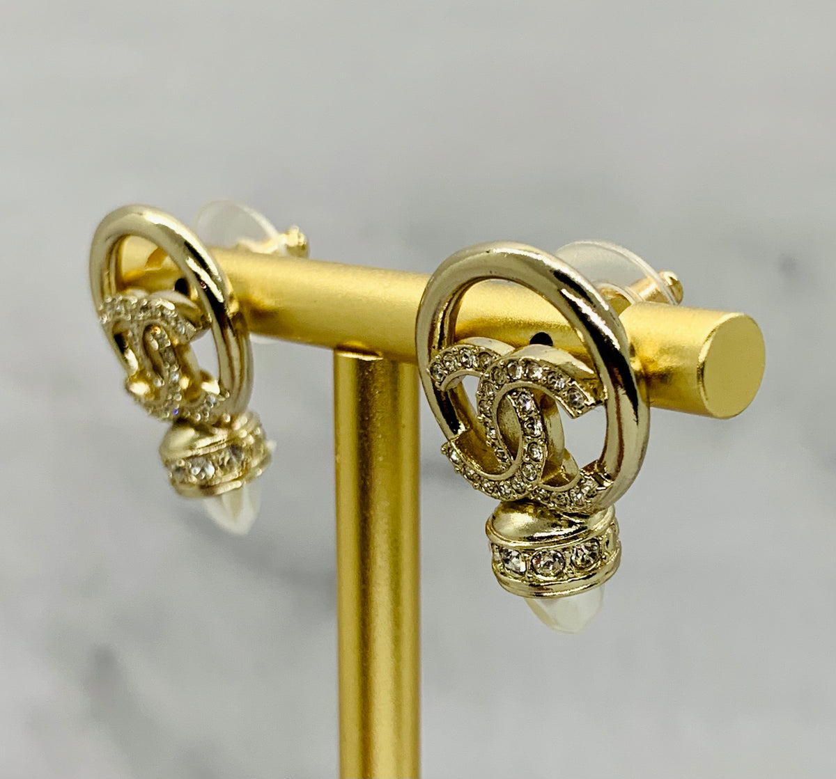 CHANEL CC Rhinestone Earrings - USED