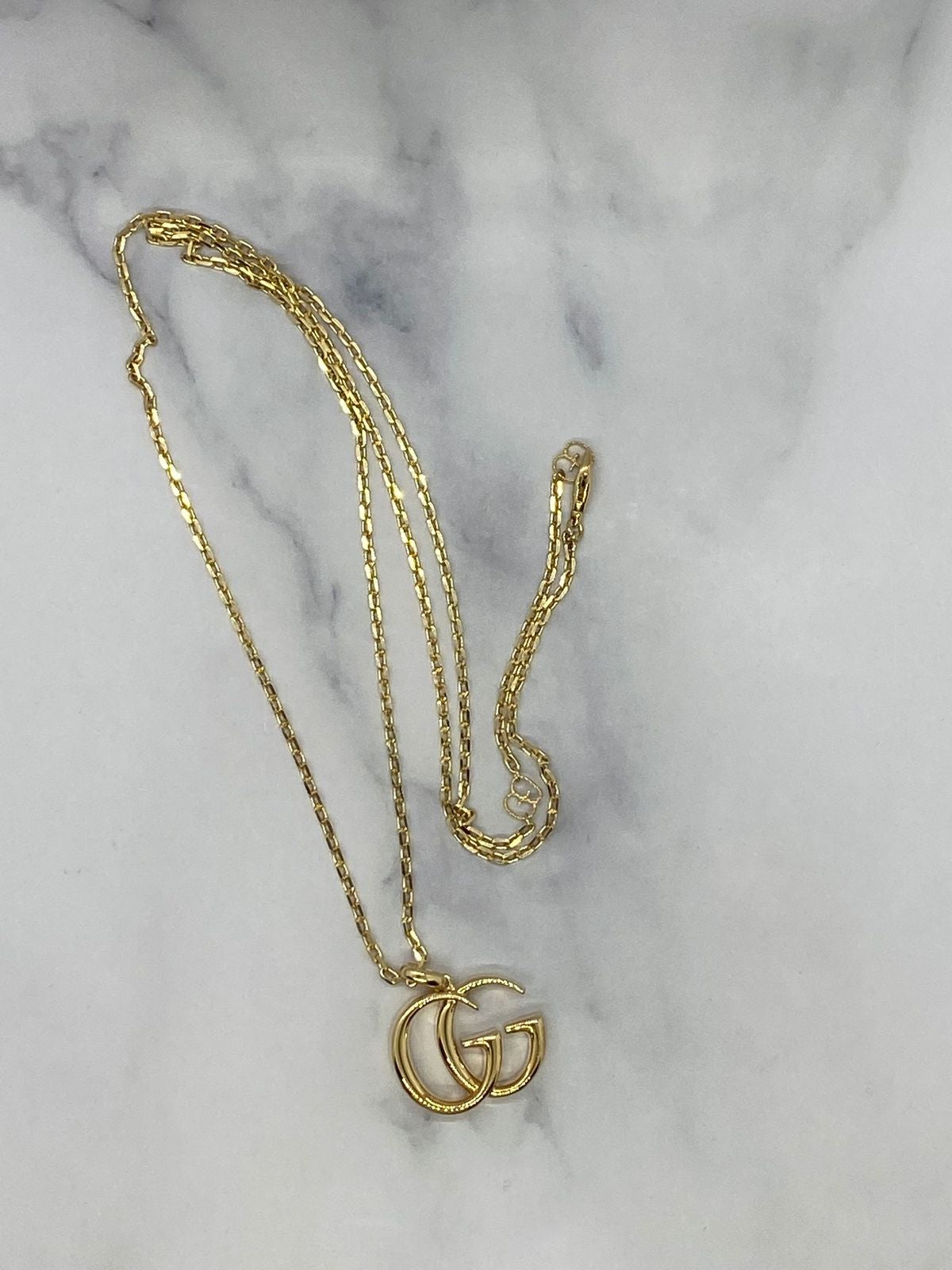 GUCCI GG Gold Tone Monogram Chain Necklace - Pre owned