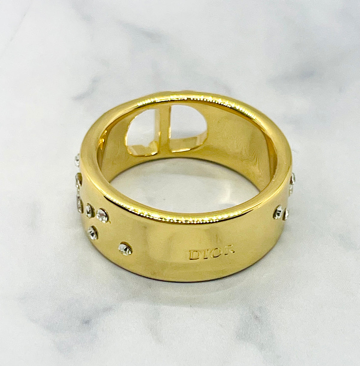 CHRISTIAN DIOR CD Rhinestone Ring , Size 7 - Preowned