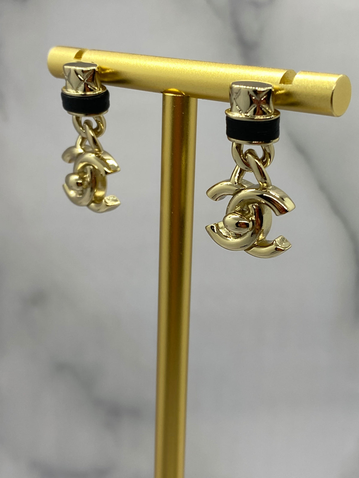 CHANEL CC Silver Tone Lock Pendant Earrings - Pre owned