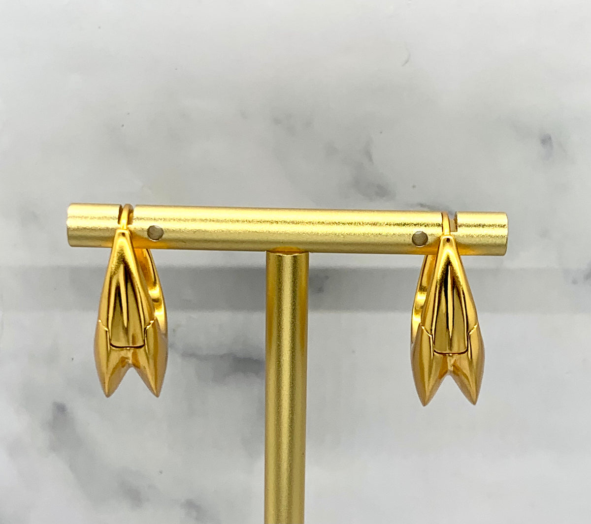YSL YVES SAINT LAURENT Beveled Gold Hoop Earrings - Pre owned