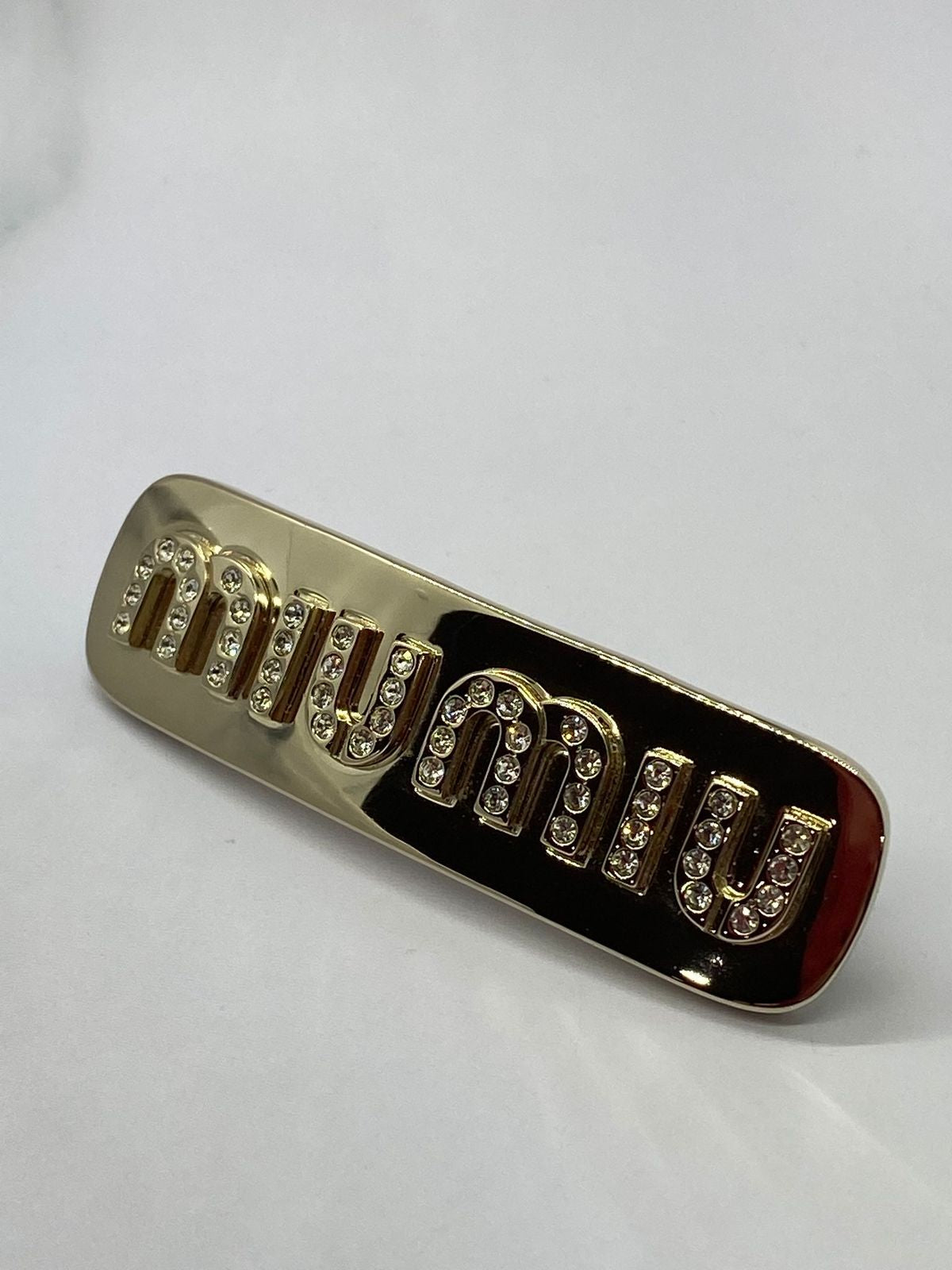 MIU MIU Pale Gold Tone Rhinestone Hair Clip Barrette - Pre owned