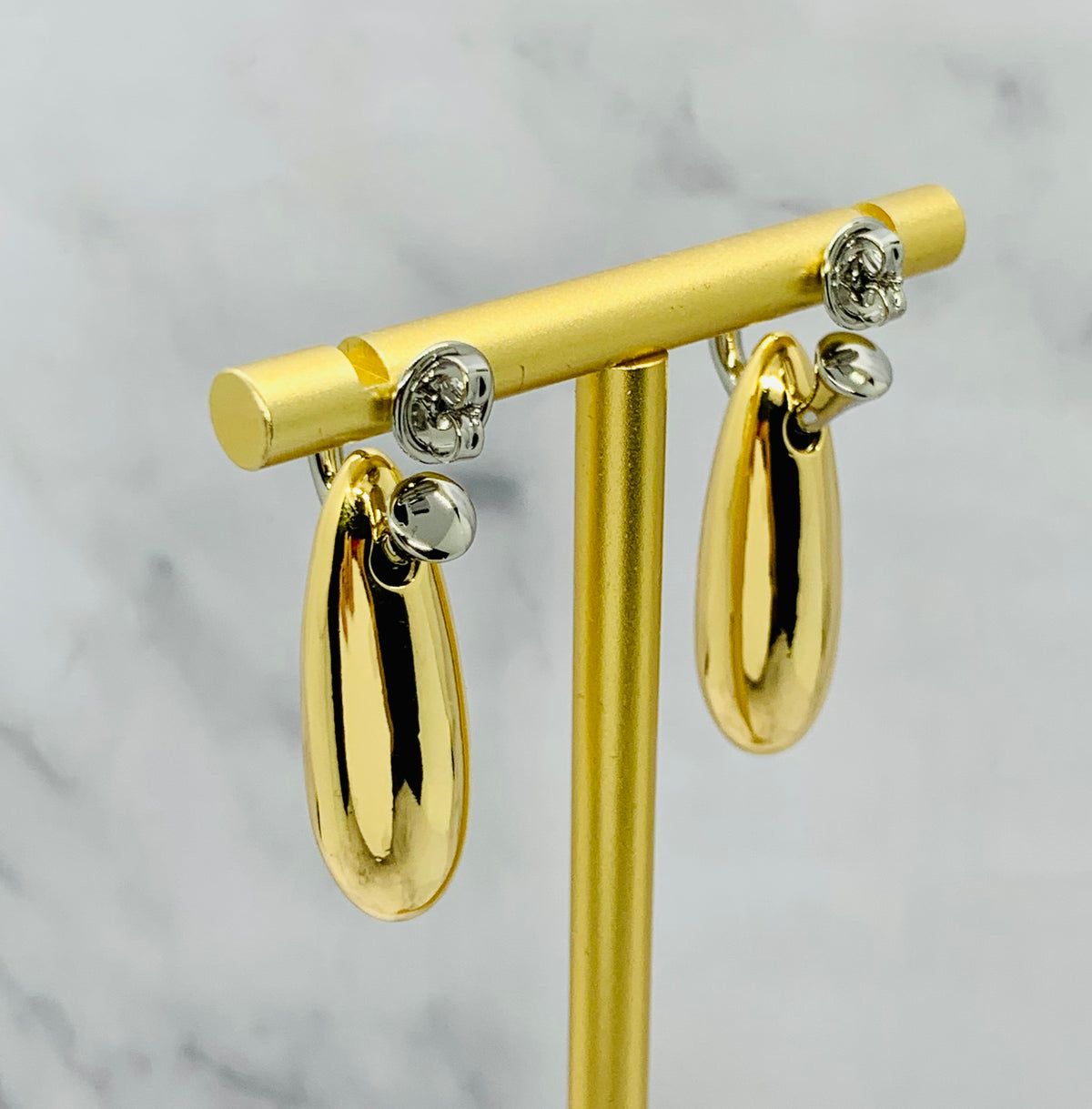 BOTTEGA VENETA Mixed Metal Pendant Earrings - Pre owned