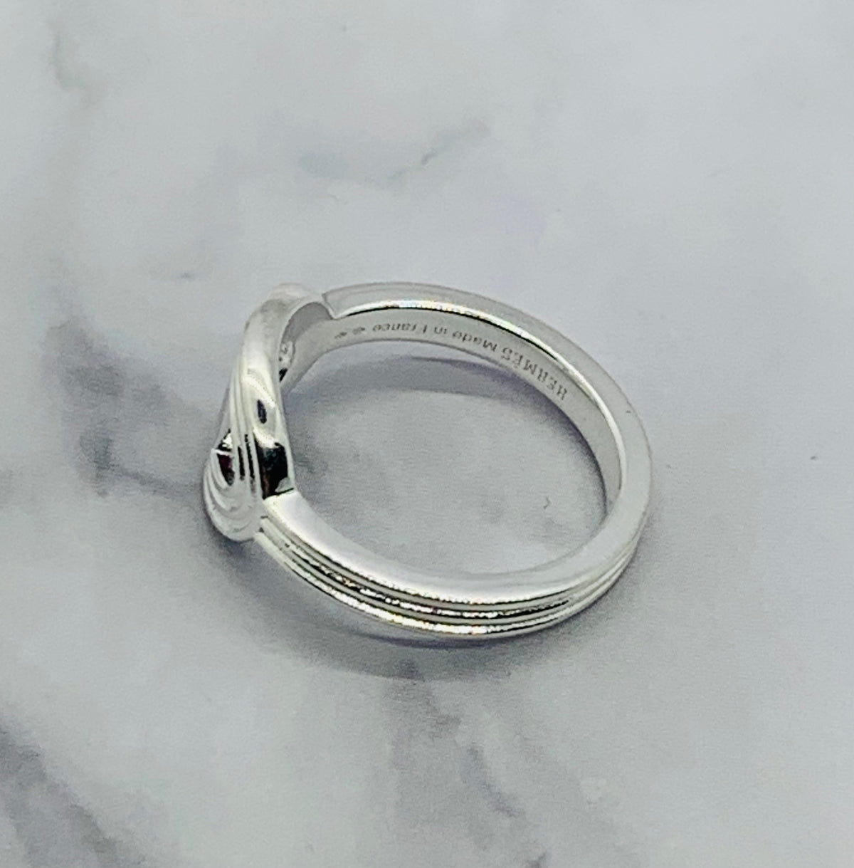 HERMES Silver Chain Ring Size 7 M - USED