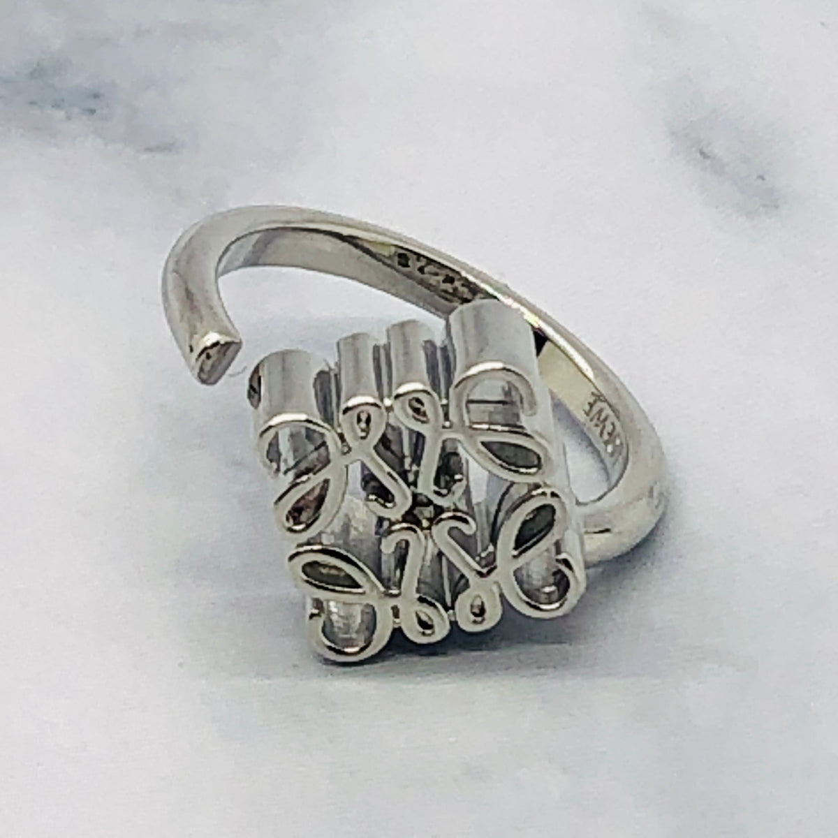 LOEWE Monogram Silver Tone Ring Size M7 - Pre owned
