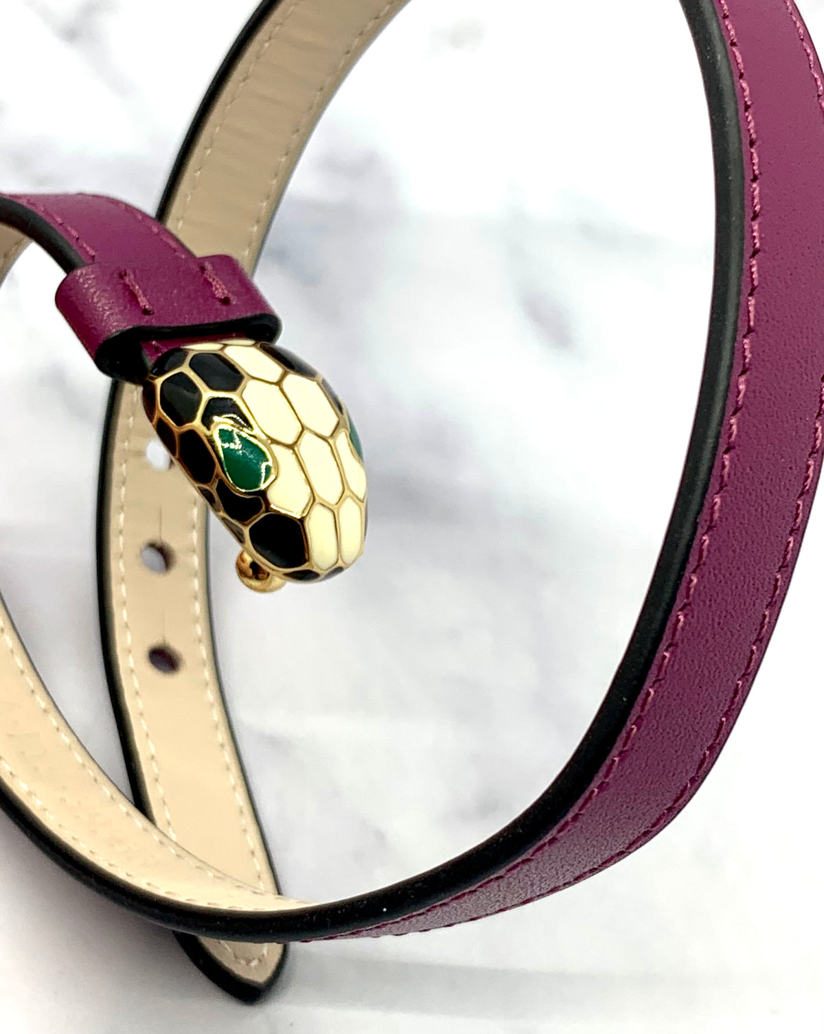 BVLGARI Purple Leather Snake Bracelet - Pre owned