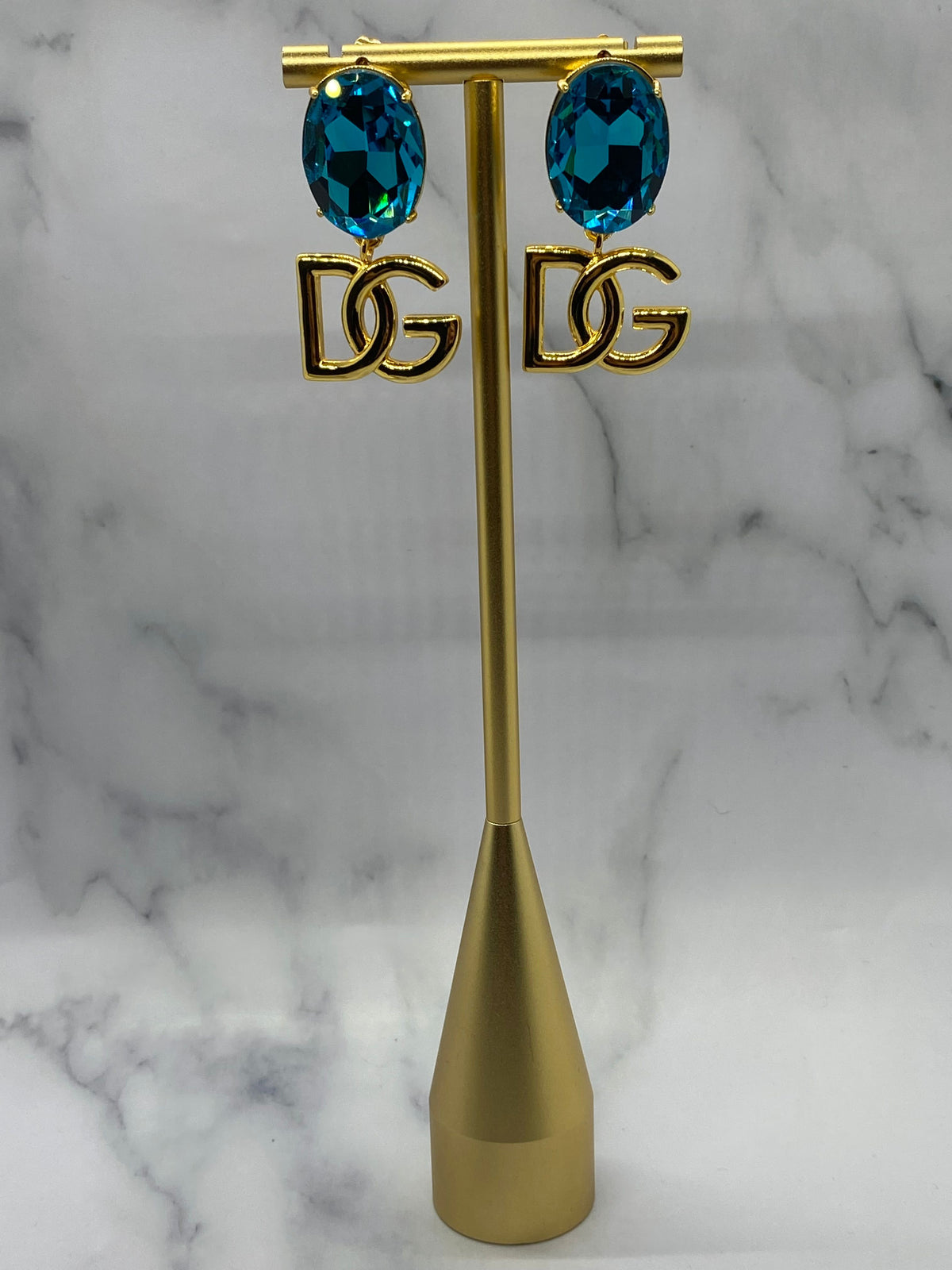 DOLCE & GABBANA Blue Rhinestone Earrings - Pre owned