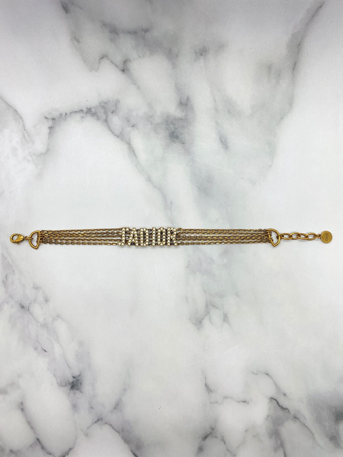 CHRISTIAN DIOR J'Adior Rhinestone Chain Bracelet - Pre owned