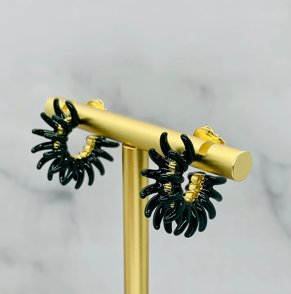 BOTTEGA VENETA Black Spikey Earrings - Pre owned