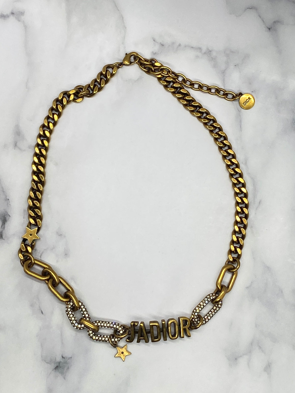 CHRISTIAN DIOR J'Adior Brass Rhinestone Necklace - Pre owned