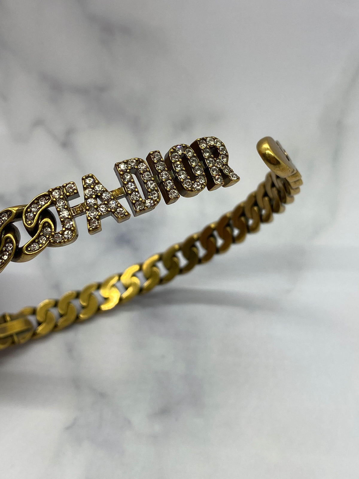 CHRISTIAN DIOR J'Adior Brass Rhinestone Choker Necklace - USED