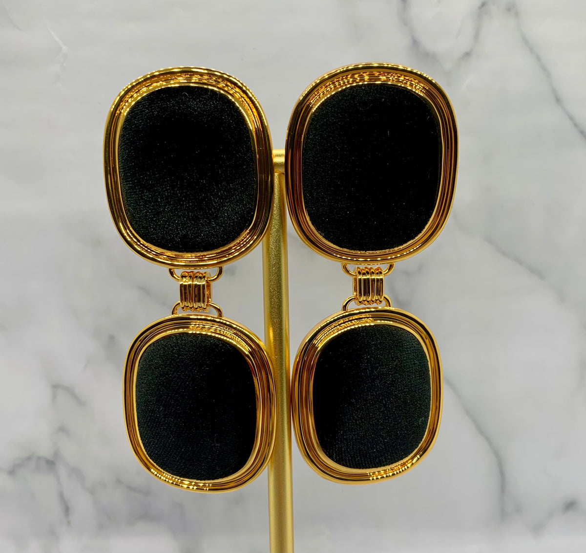YSL YVES SAINT LAURENT Black Velvet ClipOn Earrings - Preowned
