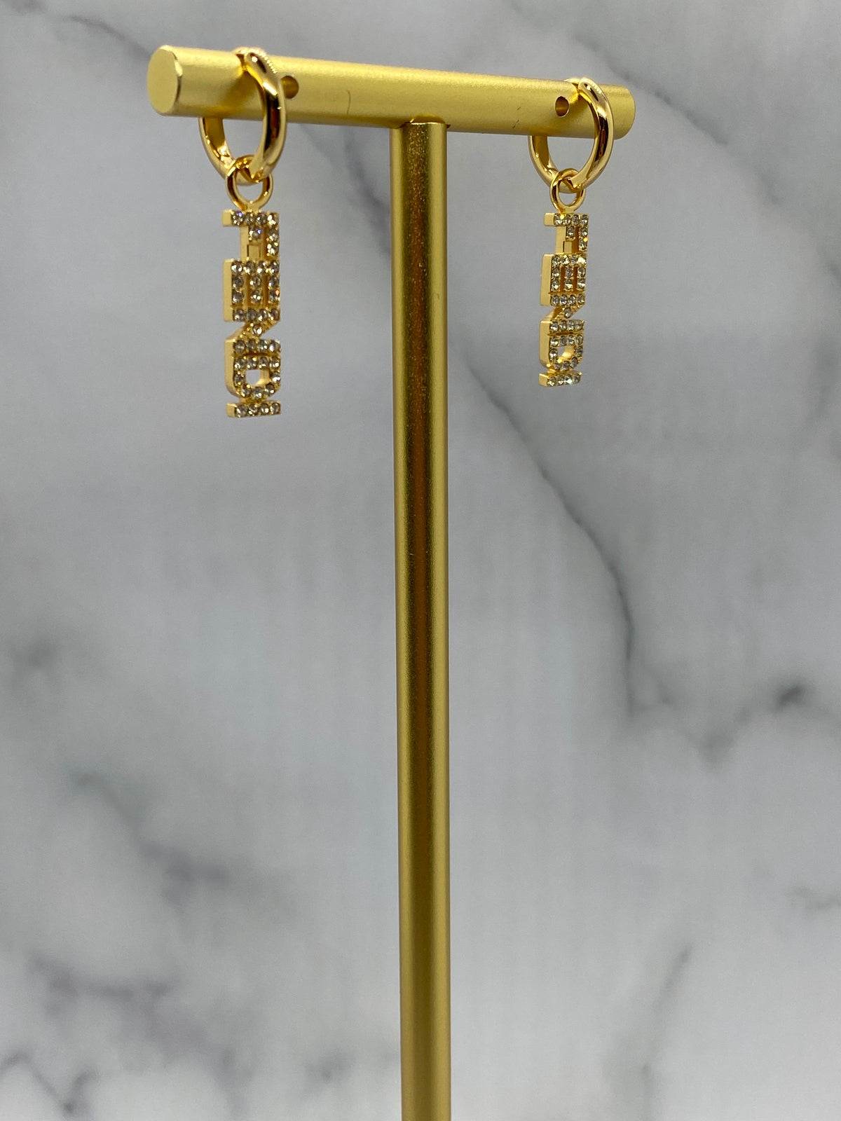 FENDI Gold Tone Rhinestone Pendant Earrings - Pre owned