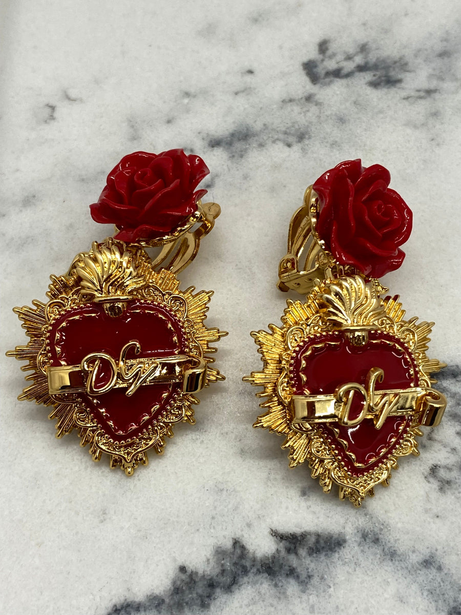 DOLCE & GABBANA Sacred Heart Clip On Earrings - Pre owned