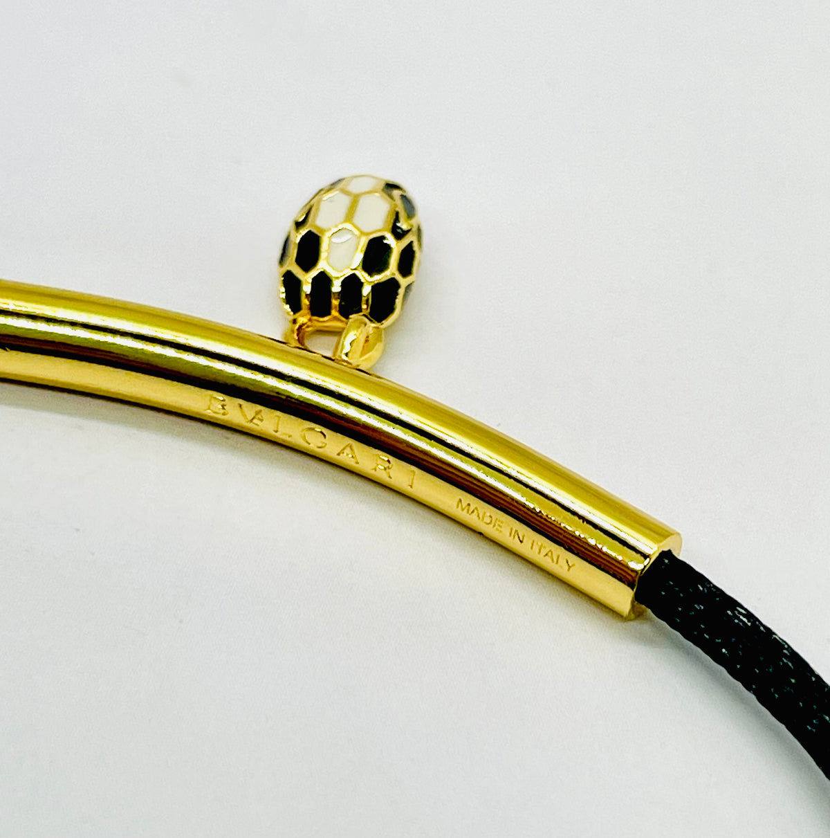 BULGARI Serpenti Charm Black Rope Bracelet - Pre owned