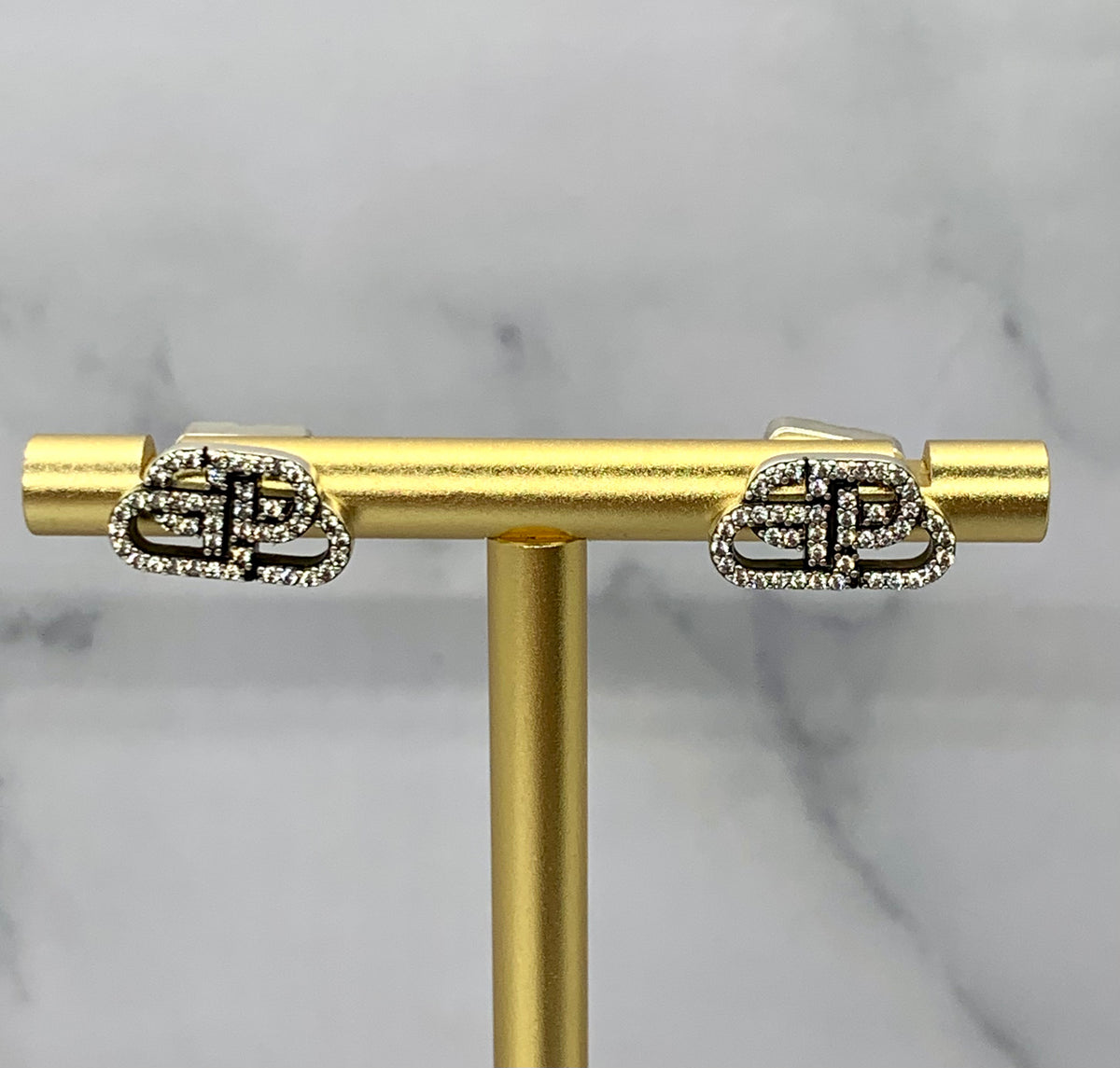 BALENCIAGA BB Rhinestone Earrings - USED