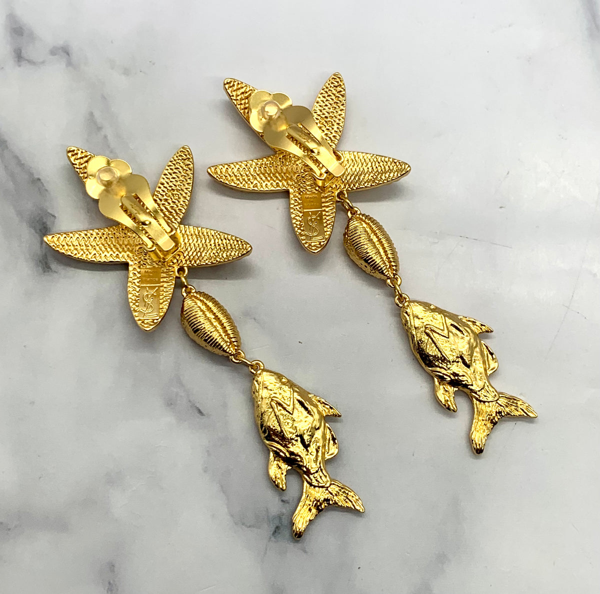 YSL YVES SAINT LAURENT Star Fish Pendant Earrings - Pre owned