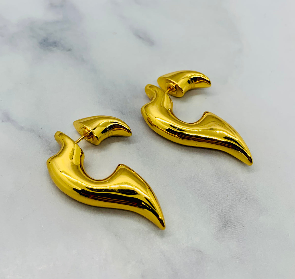 BOTTEGA VENETA Tribal Gold Tone Earrings - Pre owned