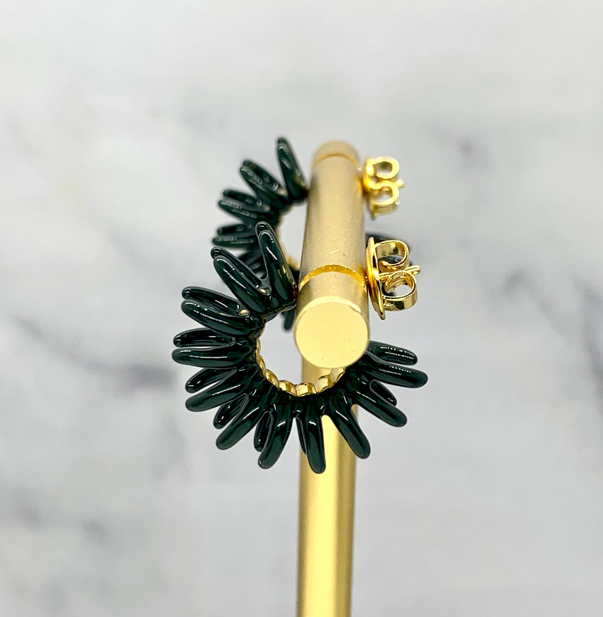 BOTTEGA VENETA Black Spikey Earrings - Pre owned