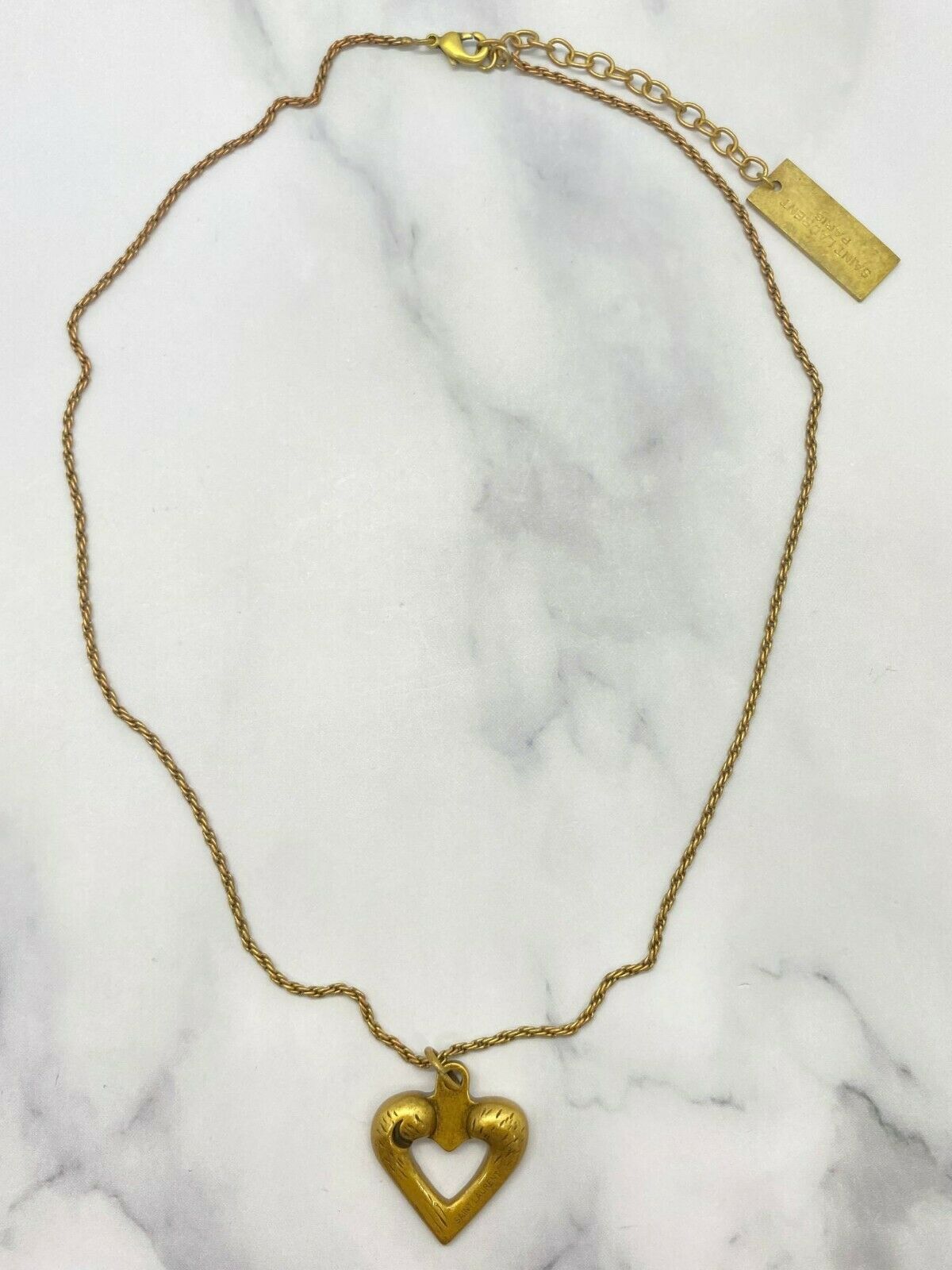 YSL Yves Saint Laurent Brass Heart Necklace - Pre owned