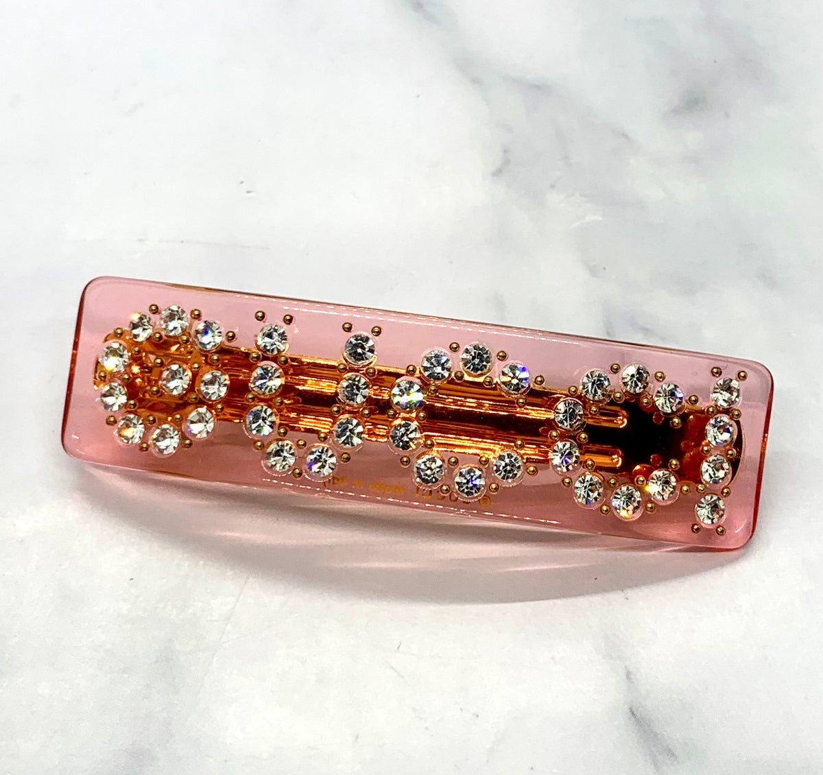 GUCCI Pink Clear Rhinestone Hair Clip Barrette - Pre owned