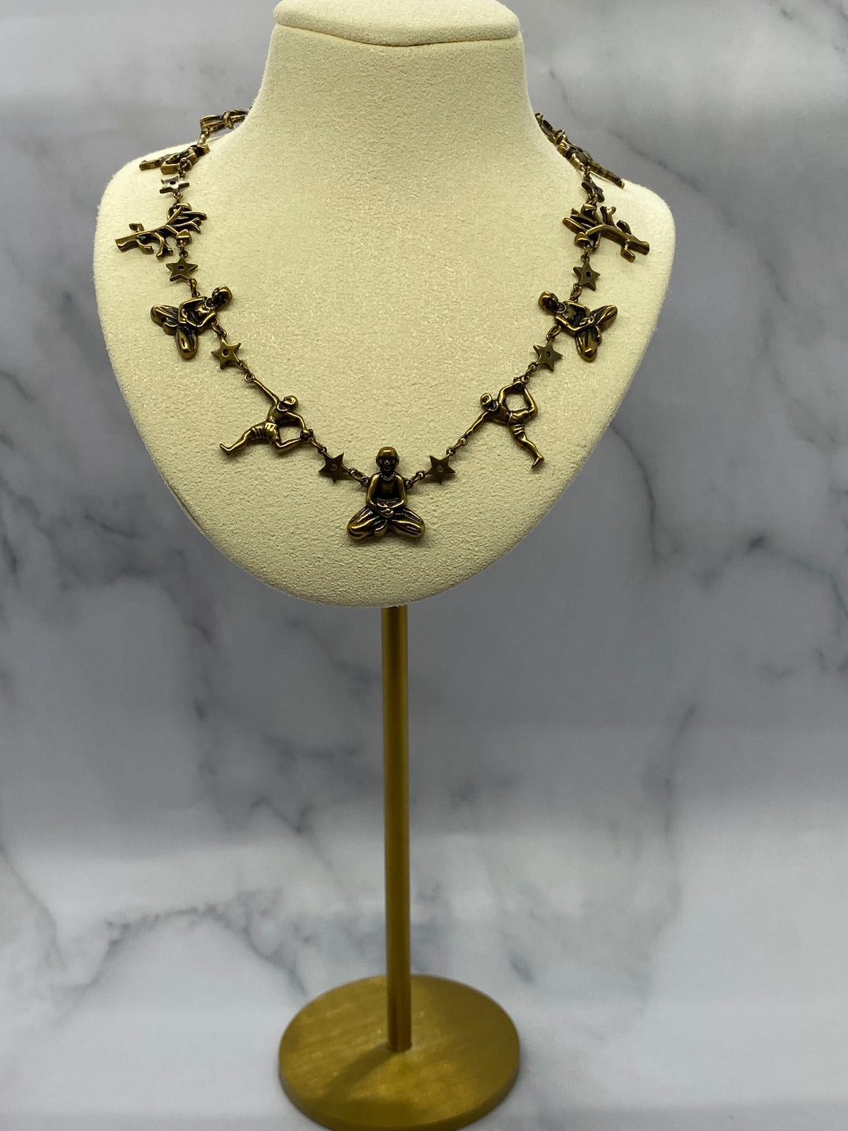 CHRISTIAN DIOR Brass Tone YOGA Necklace - Pre owned