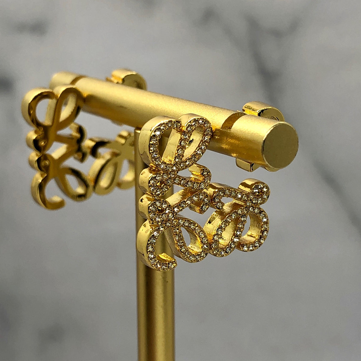 LOEWE Rhinestone Monogram Earrings - Pre owned