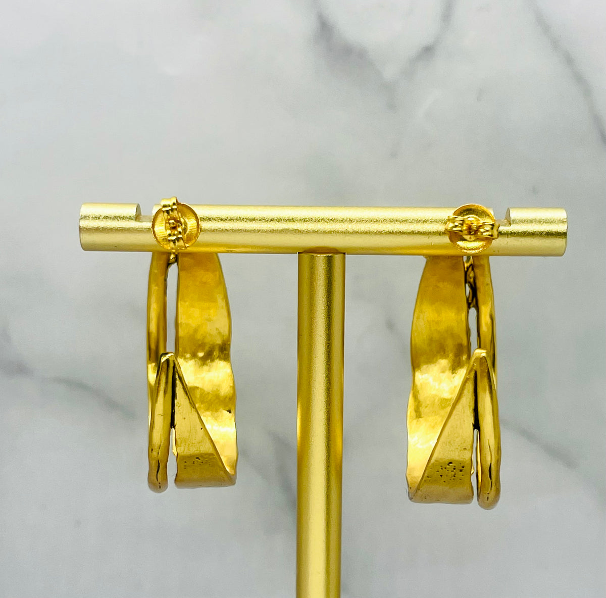 YSL YVES SAINT LAURENT Gold Tone Hoop Earrings - Pre owned
