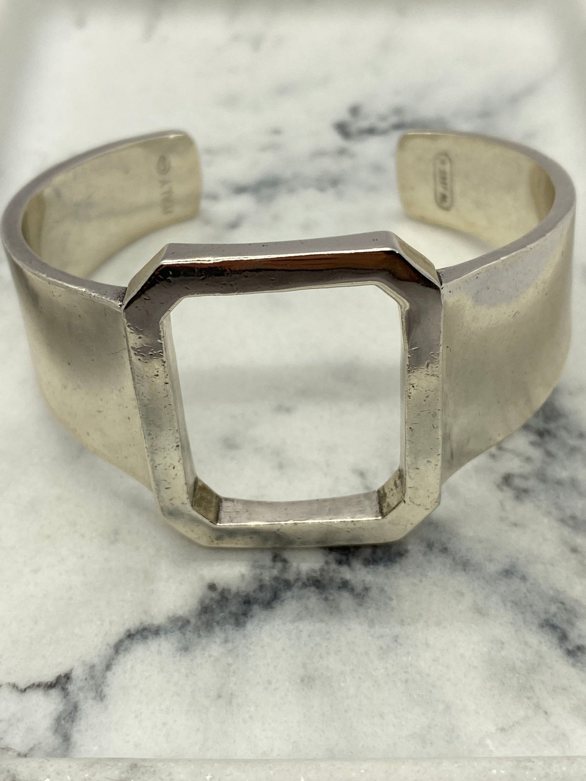 MAISON MARGIELA Silver Tone Engraved Cuff Bracelet - USED